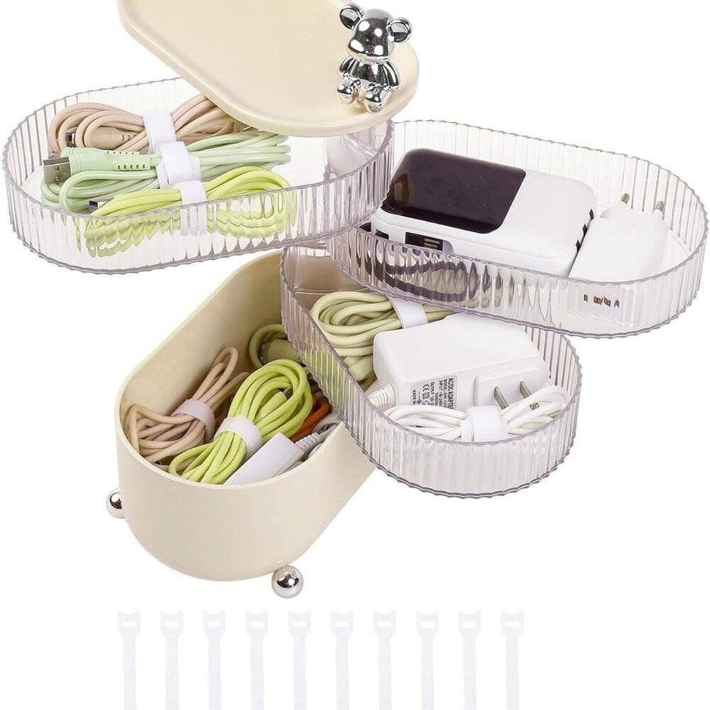 Rotatable Organizer with 3 or 4-Layer, Electronic Accessories Case for Desk1Pack